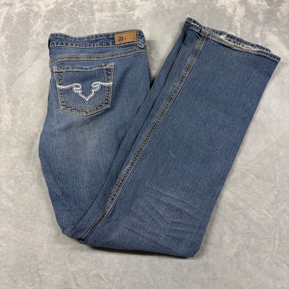 Royal Blue Womens 19x39 Bootcut Jeans Blue Medium Wash Embroidered‎ Pockets Size